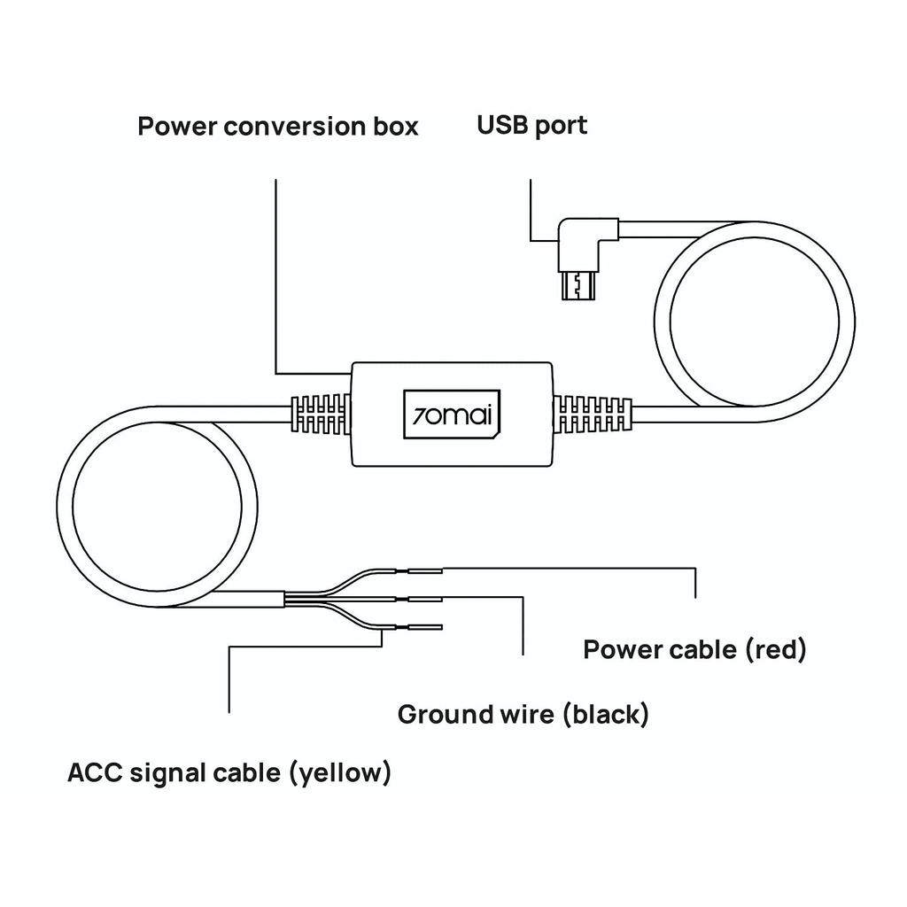 70mai Hardwire Kit UP02 Parking Surveillance Option, Micro USB, Compatible with 70mai Pro Plus+ (A500S-1), M300/1S, Lite2, and A400-1 Dash Cams