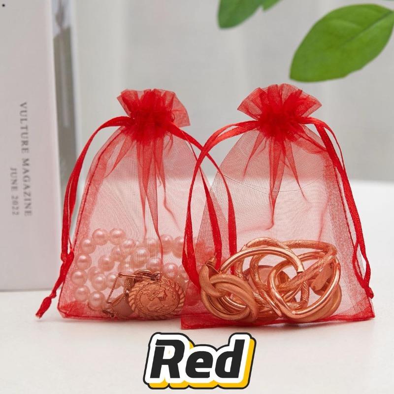10-100PCS Gift Bags Party Supply Christmas Favor Jewelry Packing White Pouches Drawstring Pocket Organza Gauze Sachet Gift Bag