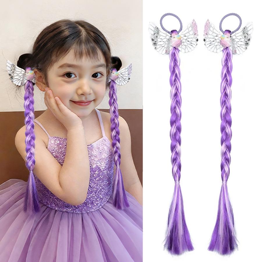 1/2pcs Cute Curly Hair Bowtie Wig Girls Hairpins Ombre Color Headwear Hair Clips for Princess Dress Up Birthday Gift Party Favor