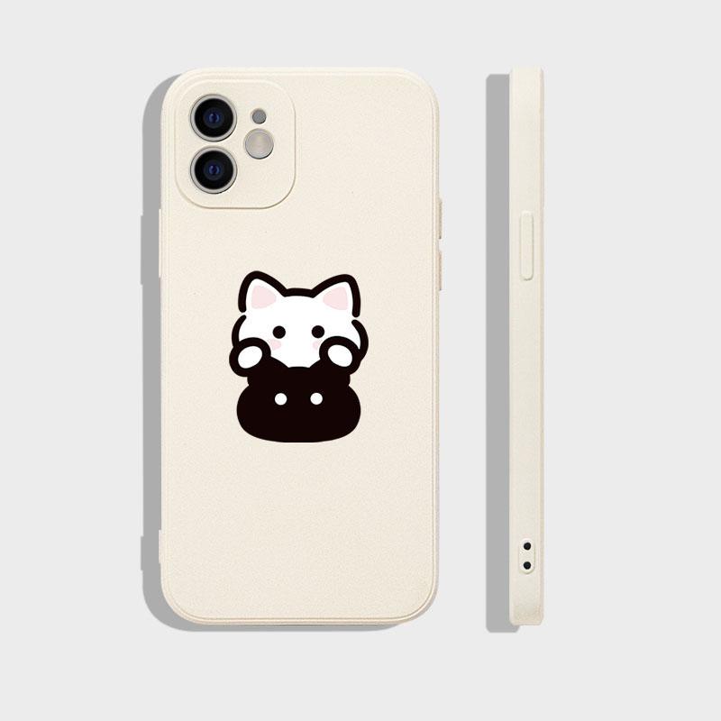 

Cute Black White Cat Couple Pattern Design Protective Cover for iPhone 17 16 15 14 13 12 11 16E Series Pro Max Plus iphone 17 Air