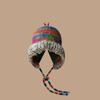 Versatile Style Hat Colorful Comfortable Warm Drawstring Knitted  Hatscaps