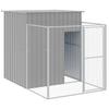 Dog House with Run Light Gray 165 x 659 x 181 cm Galvanized Steel