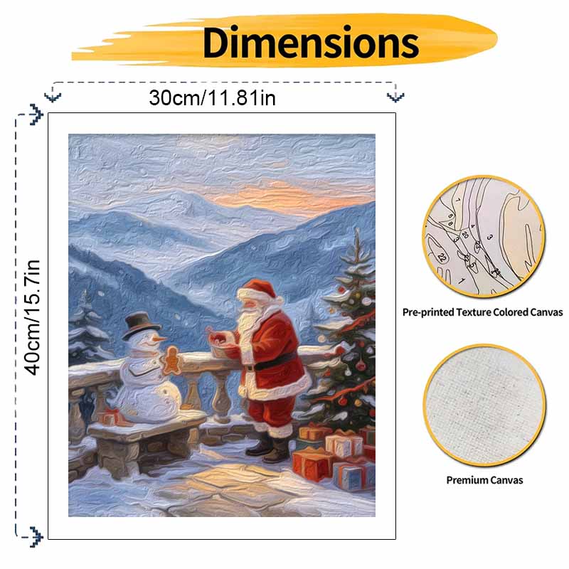 Christmas Santa Claus Snowman Gingerbread Tree Gift Mountain Scenery digital painting oil painting art kit hand painting home decoration painting