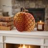 Decorative Wooden Pumpkin Figures Thanksgiving Decor, Vintage Striped Hollow Carved Ornament Rustic Fall Home Decor for Party, Table Centerpiece,
