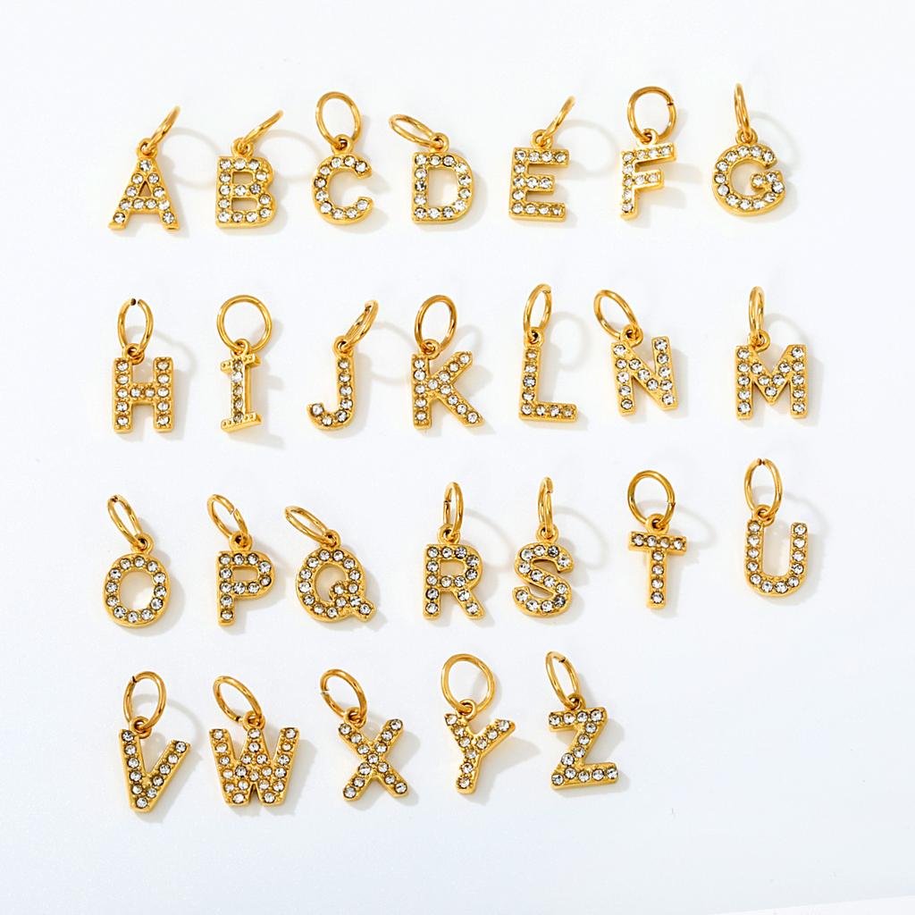 Diamond Stainless Steel Jewelry Accessories 26 Letter Pendant Pendant DIY Necklace Bracelet Accessories