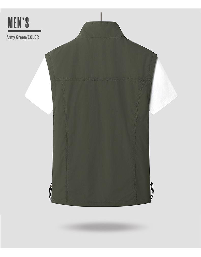 Herr Vår/Höst 2024 Lätt Väst med Fickor för Medelålders och Äldre