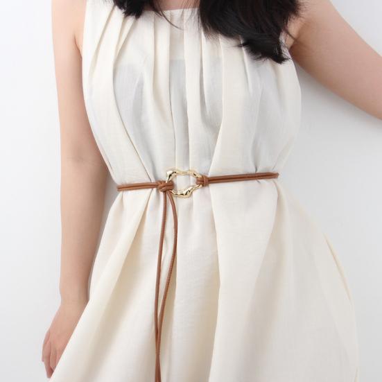 Women Metal Belt Decor Lace-up Imitation Belt Versatile Fashion Accessory