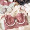 Sexy Hollow Bra Briefs Set French Thin Cup Lace Embroidery Women Underwear Wire Free Bralette Padding Comfort Plus Size Lingerie