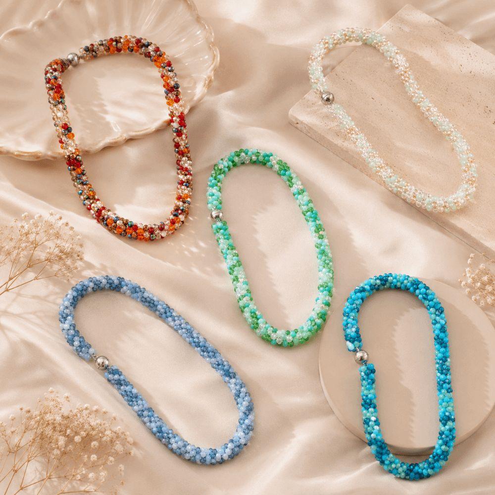 Colorful Necklace Handmade Beaded Clavicle Chain Trend Glass Beads Choker for Women
