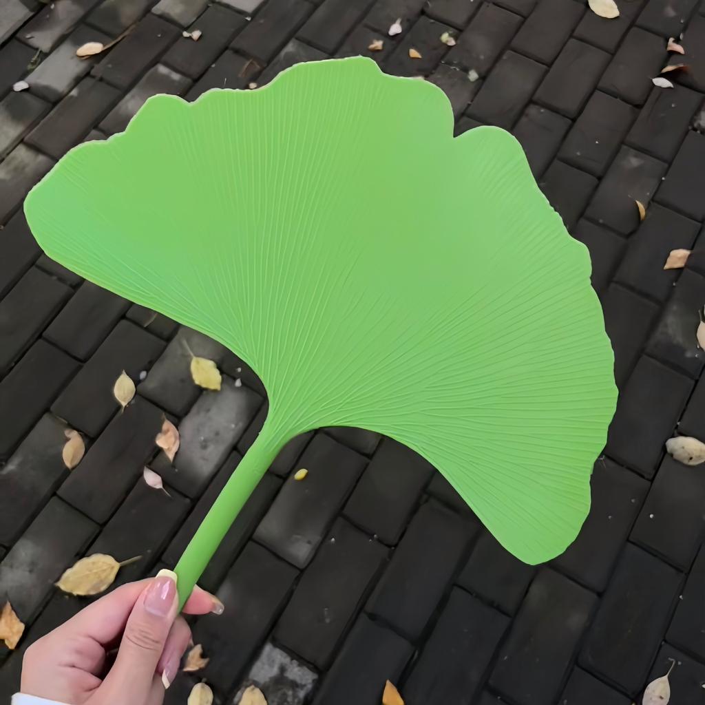 Ginkgo Leaf Shape Hand Fan, Minimalist Solid Color Portable Hand Fan for Summer Camping Travel Use