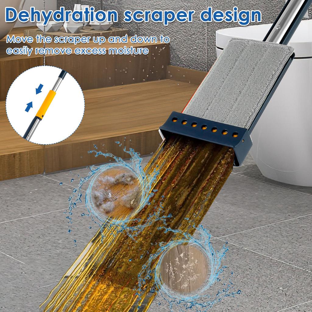 360 ° Rotating Flat Floor Mop with 4 Washable Microfiber Pads Wet and Dry Use Mmagic Mop for Home Wash Floor Mop Ceaning