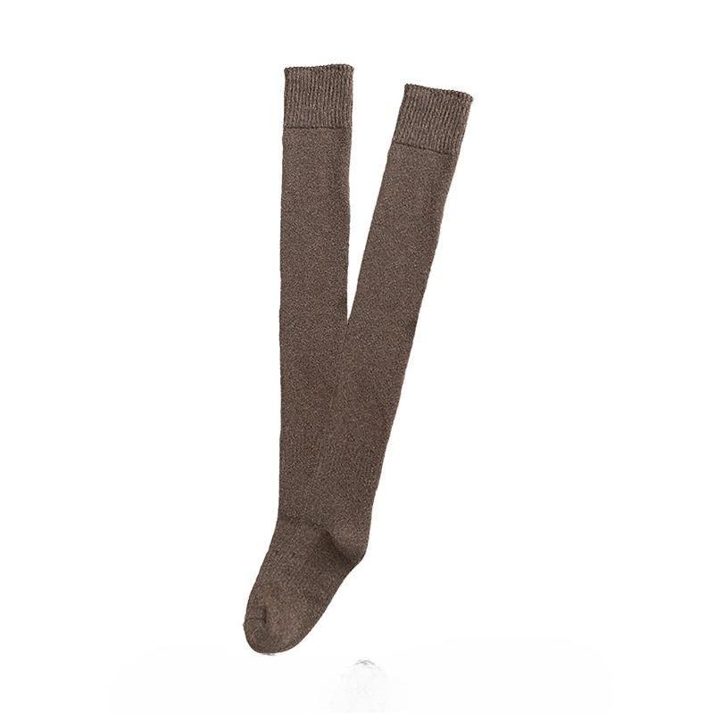 Warm Thigh-high Socks, Women's Over-the-knee Socks, Versatile Loop Socks, Mid-calf with Fleece for Autumn and Winter, High-calf Anti-slip Fleece