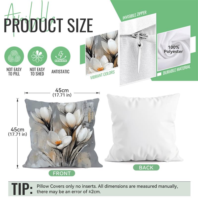 White Flowers Cushions Pillowcase Printed Polyester 45x45cm Throw Pillow Cover Decorative Sofa Cushions Pillowslip Home Decor