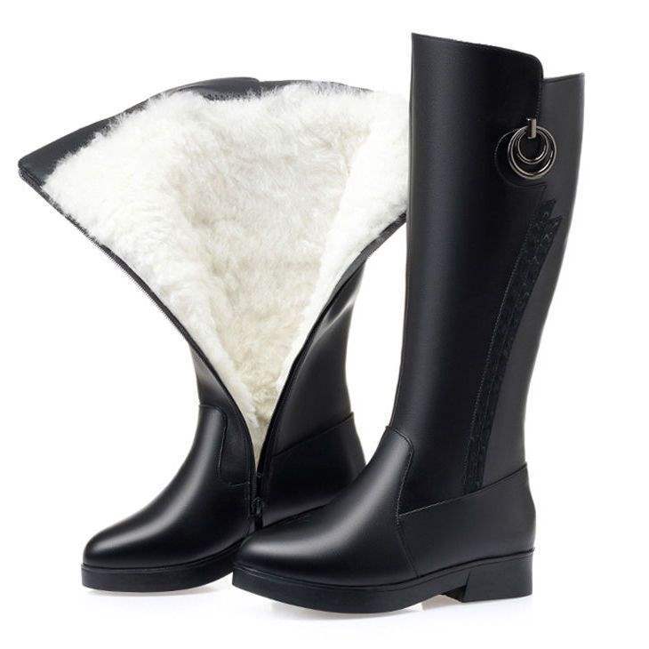 

Boots Women s Soft Leather Coarse Heel New Women s Boots Fleece Knight Boots Skinny Over Knee Boots Women s Flat Casual Leather Boots 40