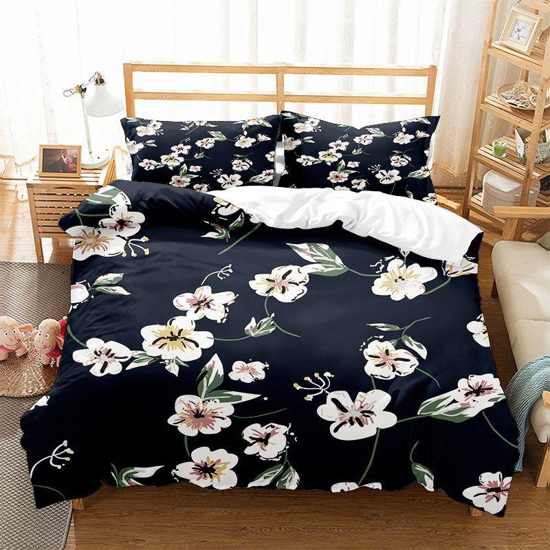 Comforter Floral Bedding Set Botanical Flower Queen Soft Boho Rose Flowers Leaves Print Comforter For Teens Adults Decor