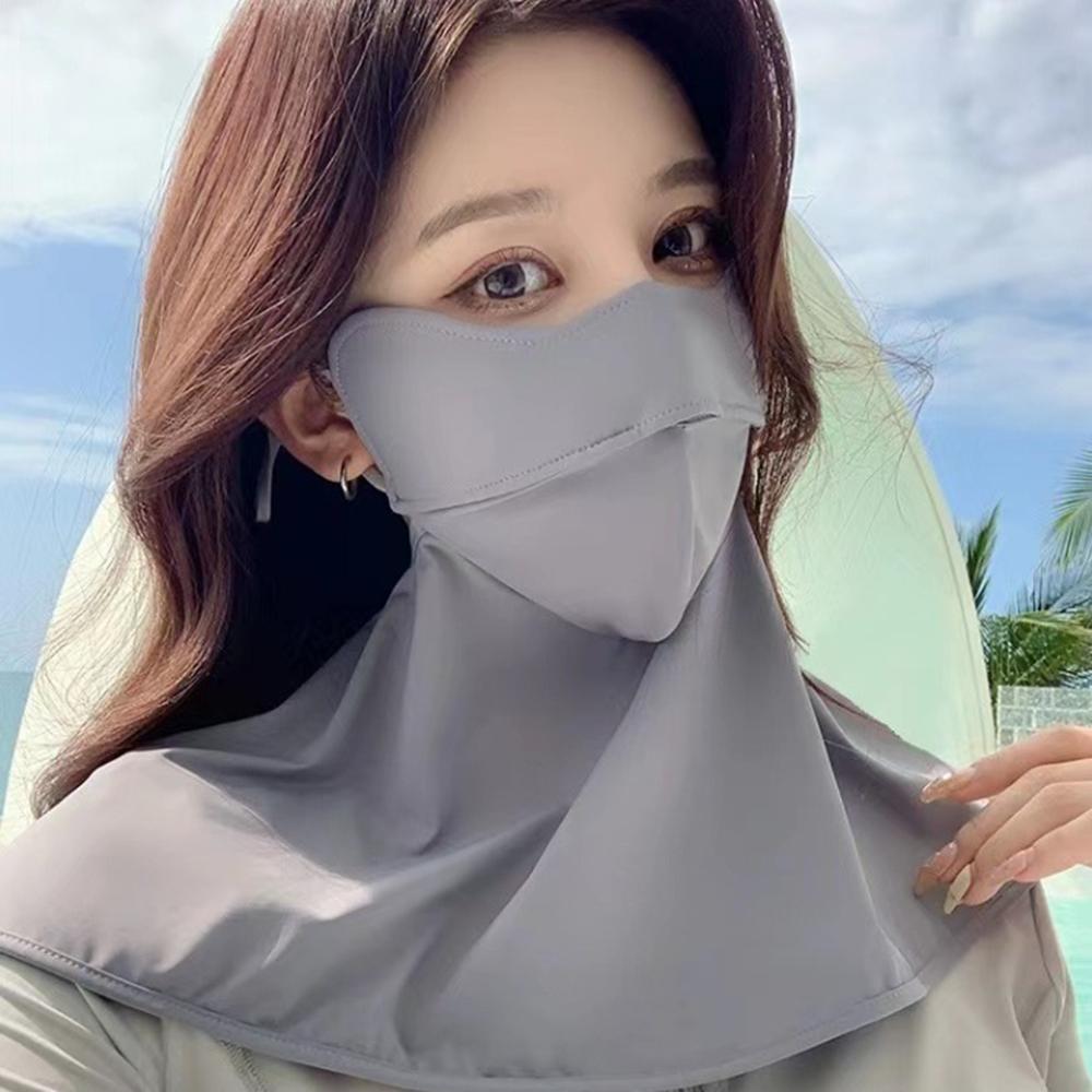Women Face Neck Integrated Sun Protection Mask UPF50+, Cool Ice Silk Anti Ultraviolet Face Gaiter