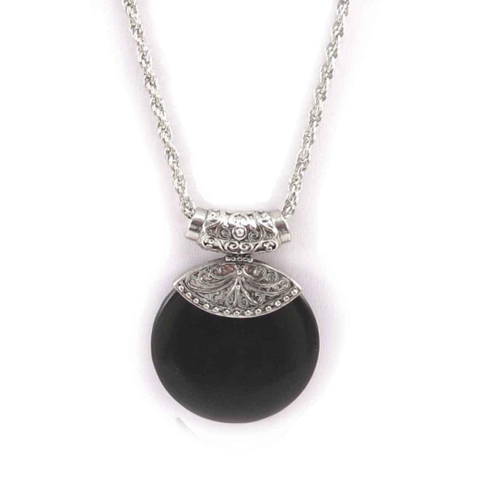 Les Trésors De Lily [J8071] - Silver-black 'Kilimanjaro' Necklace (wood)