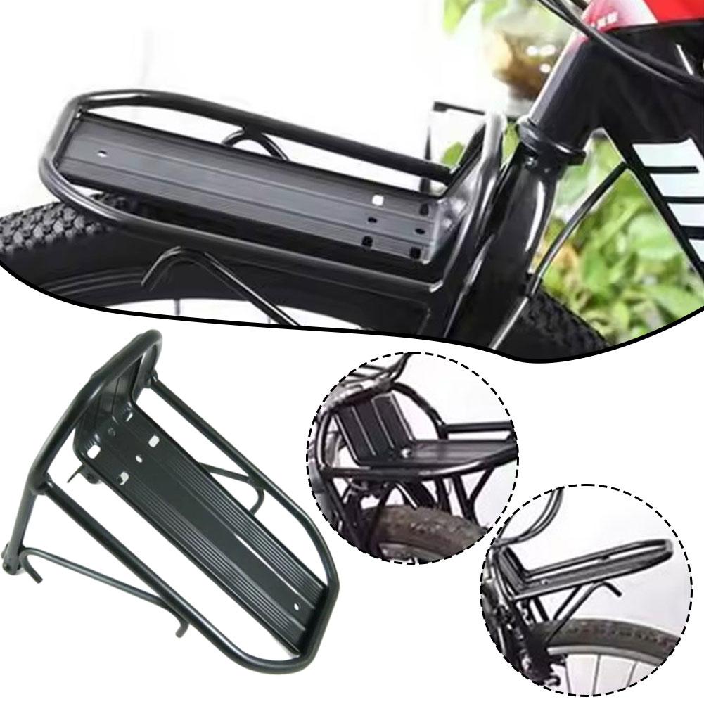 Portacargas delantero para bicicleta de montaña Soporte de cesta Aleación de aluminio Soporte de carga para horquilla delantera para ciclismo Equipo de bicicleta