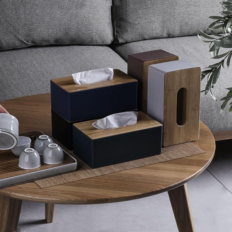 Japanese Style Plastic Tissue Box Creative Wooden Cover Paper Box Minimalist Paper Box For Hotel Bathrooms Restaurant Tissue Box