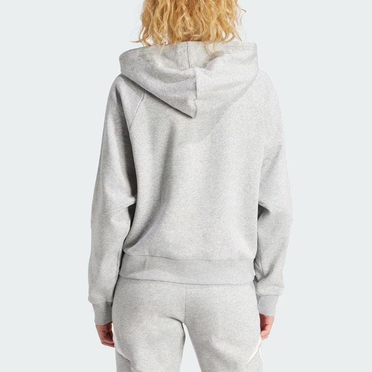 Adidas Tiro 24 Sweat Hoodie With Three Stripes And Fleece Long Sleeve Women Tops Grey IR7509