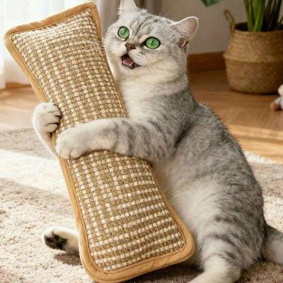 1 pièce Planche à gratter en sisal pour chat, Oreiller-jouet pour chat, Grattoir interactif pour chat et jouet à mâcher