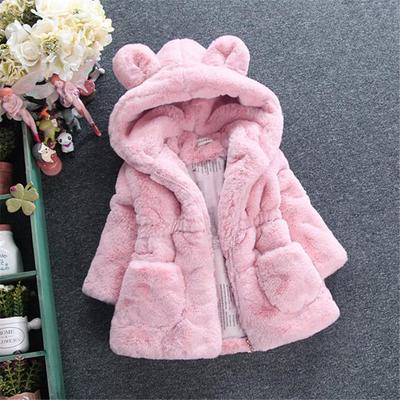 Winter Baby Girls Clothes Faux Fur Coat Fleece Jacket Warm Snowsuit Hooded Parka Children's Outerwear Clothing
