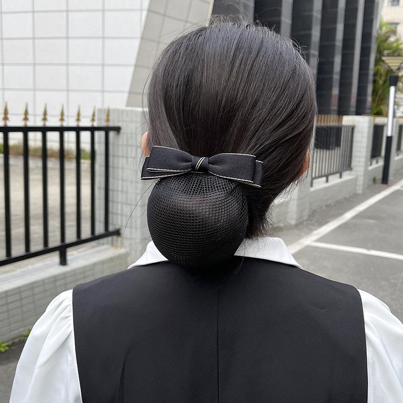 Head Flower Female Vocational Nurse Hairnet Bank Flight Attendant Special Disc Hair Net Pocket Bow Hairpin Tooling Headdress