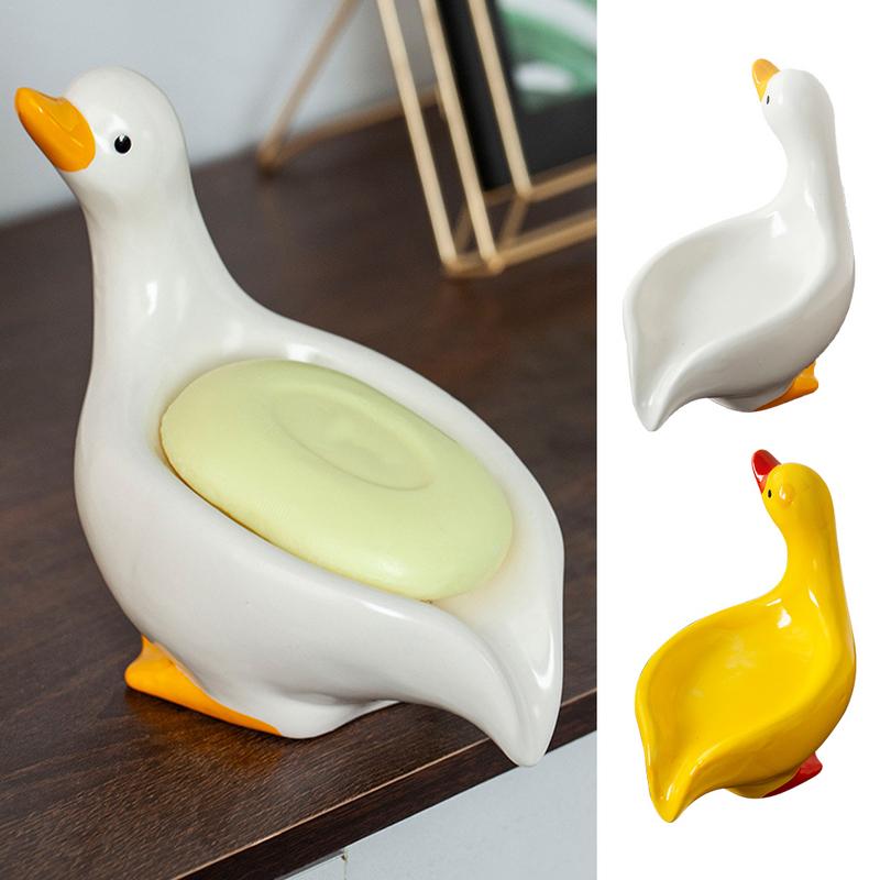 Mydelniczka Kreatywny samozasysający stojak do przechowywania mydła Personalizowany uroczy kształt kaczuszki półka gospodarstwa domowego artefakt łazienkowy