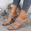 Fashion Shiny Women Platform Sandals Summer 2025 Crystal High Heels Party Shoes Woman Comfortable Thick Heel Sandals Sandalias Mujer