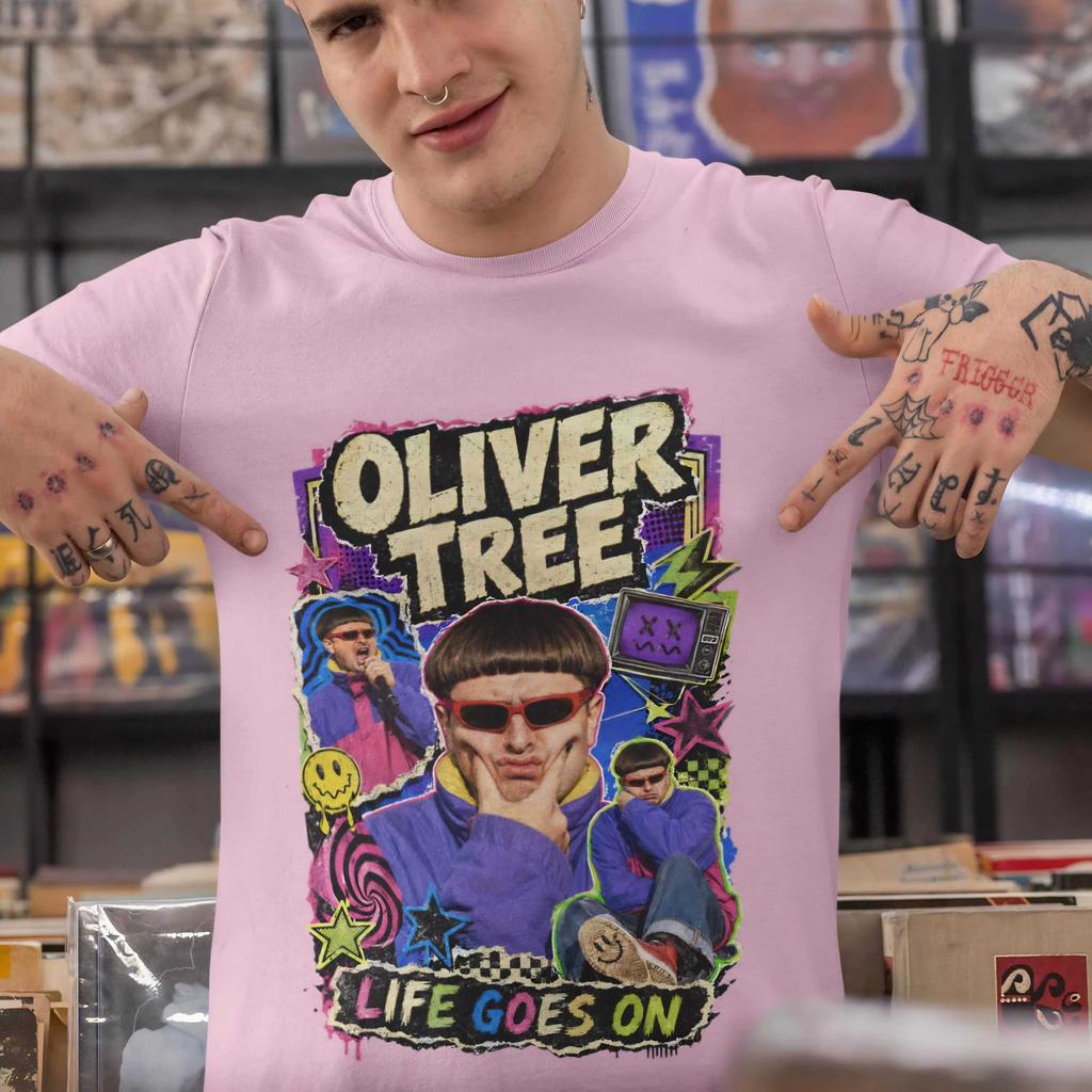 Zomer Hot Sale Singer Oliver Tree Life Goes on 2026 T-shirt Y2K Unisex Casual Katoenen T-shirt Print Ronde Hals Korte Mouw Lichtgewicht Casual T-shirt