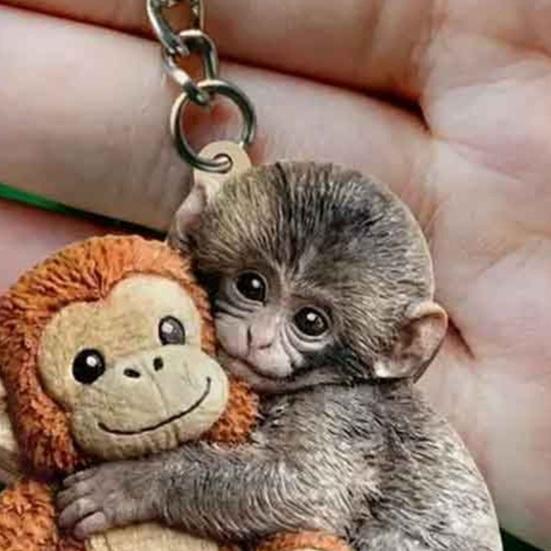 Skydda Punch The Monkey Nyckelring Lättväska Berlock Mini Tillbehör Plånboksberlock Ryggsäcksdekoration