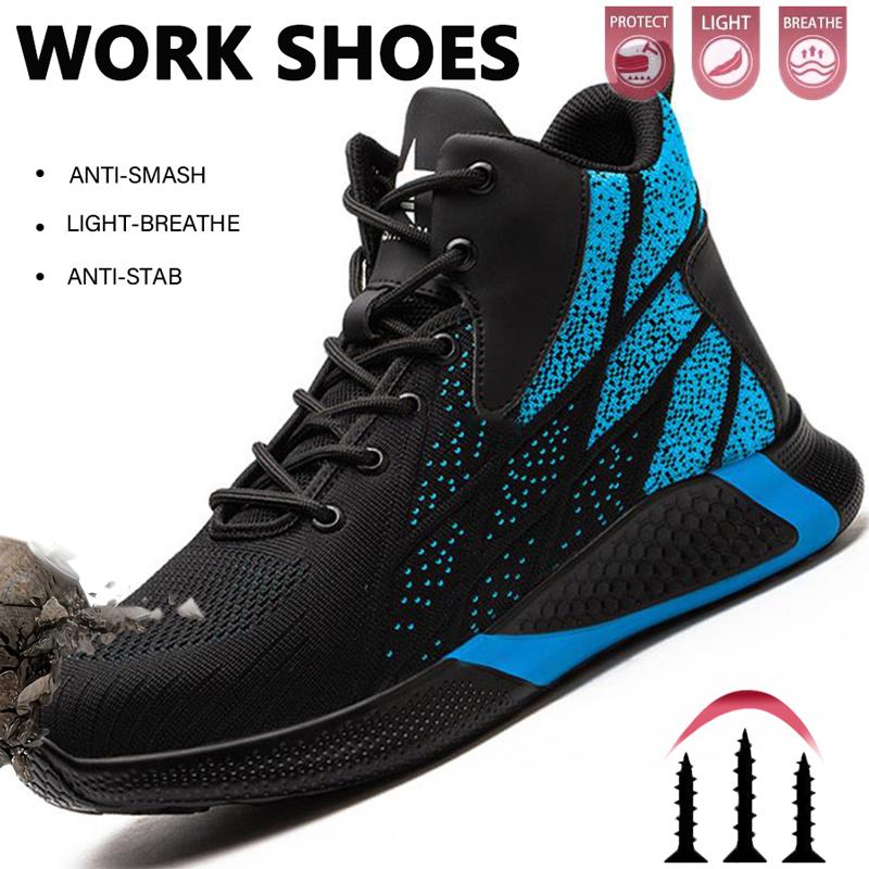 Fashion Security Protective Shoes High Top Safety Shoes Men Anti Smashing Anti Puncture Work Shoes Men Work Safety Boots