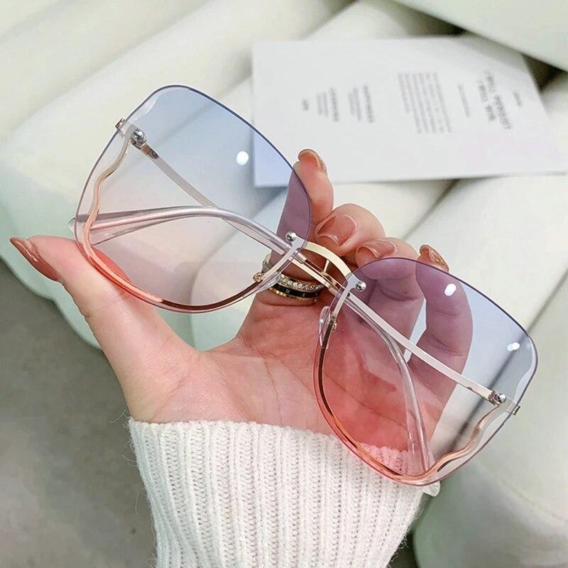 Design De Lux Ochelari De Soare Fără Ramă Pentru Femei Ochelari De Soare Sexy Nuanțe Degradate Ochelari De Soare Sporti pentru Fete