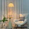 Cream Floor Lamp with Storage and Coffee Table for Living Room and Bedroom Decor