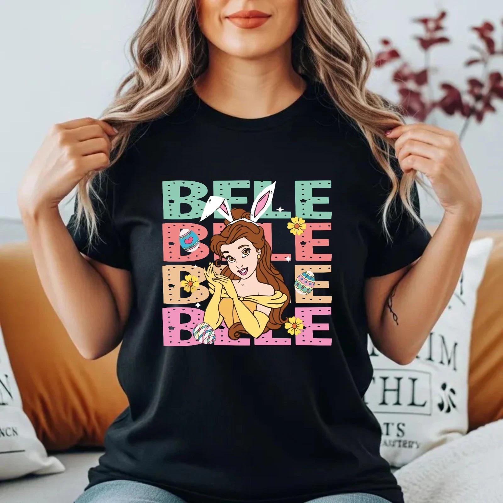 Belle Easter Bunny Princess T-T-Shirt Cute Disney Princess Festive Unisex Gift Top L