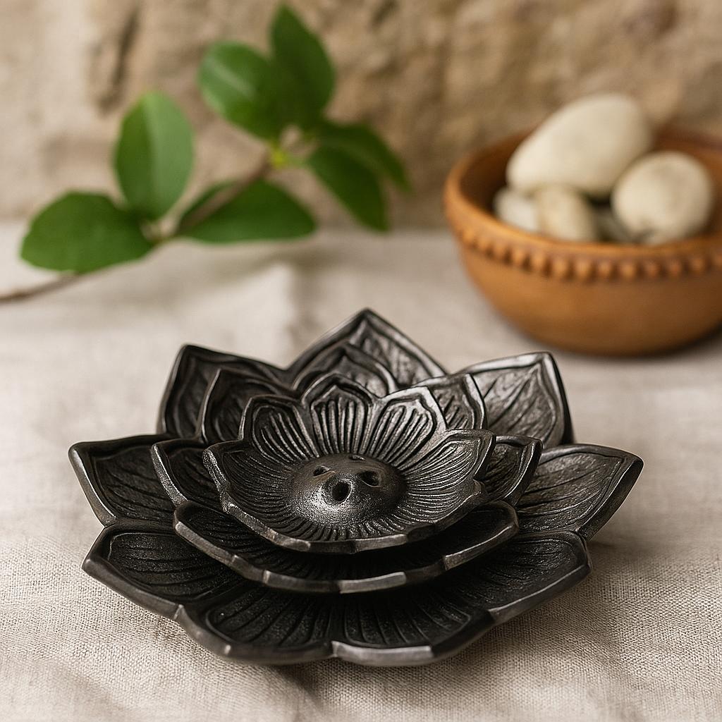 Lotus Flower Multi‑Stick Incense Holder Ash Catcher