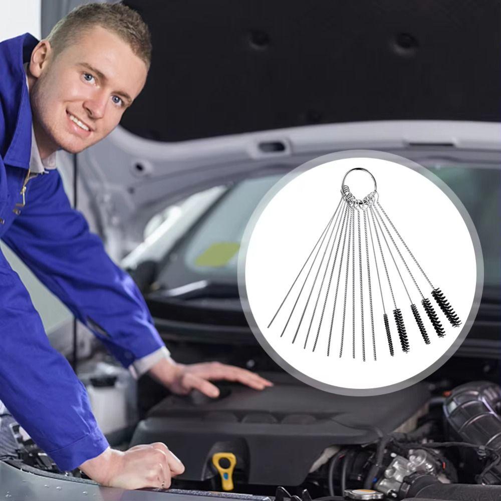 10 Cleaning Needles Carburetor Cleaner Tool Multi Purpose 5 Nylon Brushes Carbon Dirt Jet Cleaner Portable Design Wire Cleaner