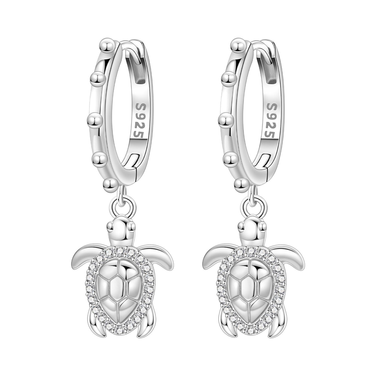 

925 Silver Turtle Ocean Animal Drop Earrings Women Earrings Charm Fashion Versatile Party Jewelry Gifts