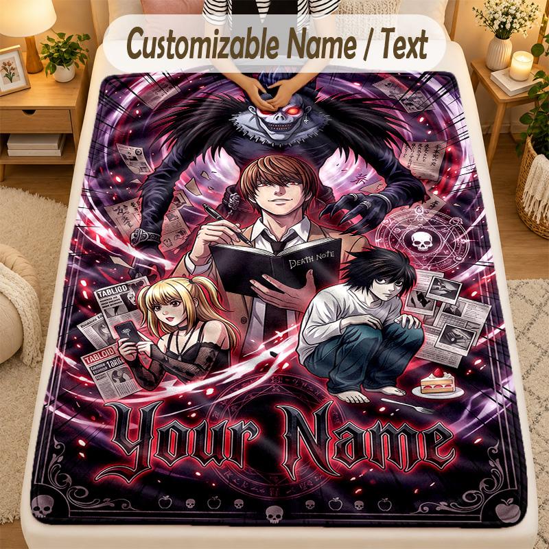 Flannel BlanketDeath Note Custom Name Text Personalized Soft Warm Throw Blanket Home Decor Gift