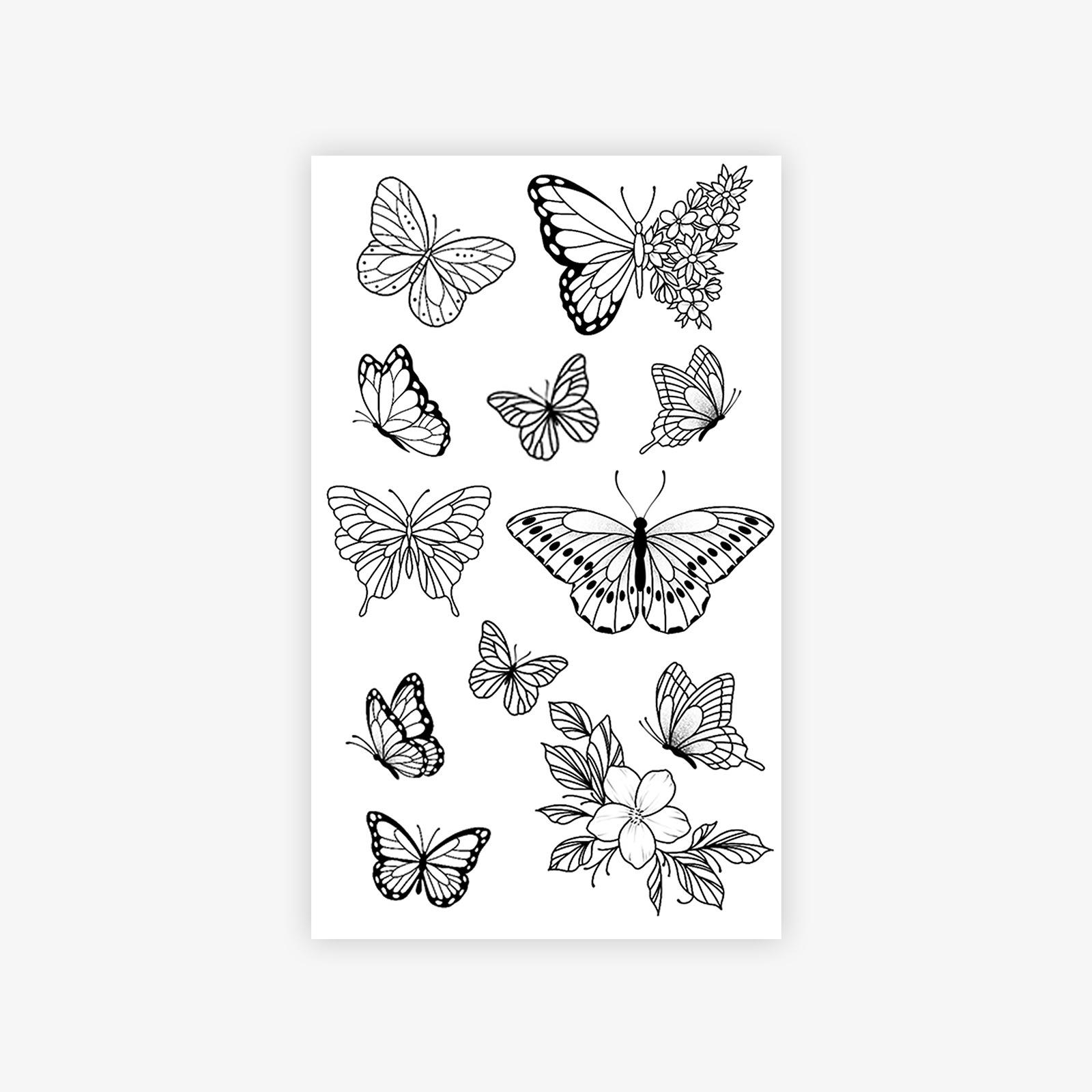 

Butterfly, Flower, Tattoo Sticker Waterproof And Long-Lasting High-End Waist And Abdomen Temporary Tattoo Sticker 9*15