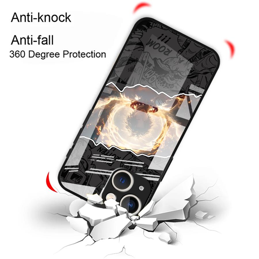 Glass Phone Cover Case for iPhone 17 Pro Max 13 XR 14 15 Plus 11 12 16 Air 8 OneS P-ieceS LuffyS
