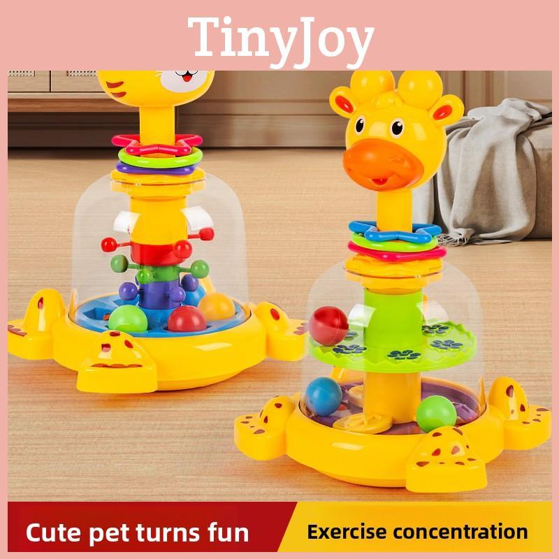 Baby Educational Push Giraffe Jumping Ball With Rolling Beads For Kids Playroom