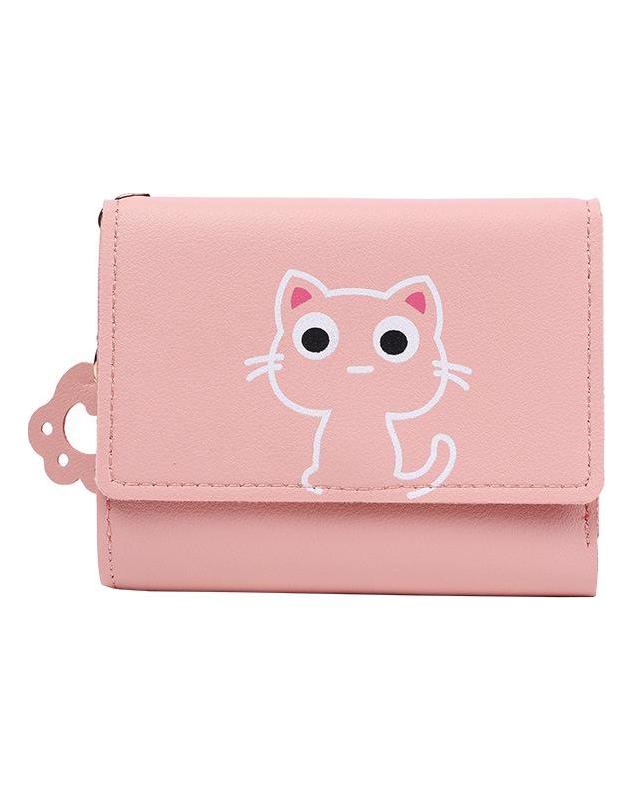 Women Wallet Cute Cat Short Wallet Leather Purse Girls Money Bag Card Holder