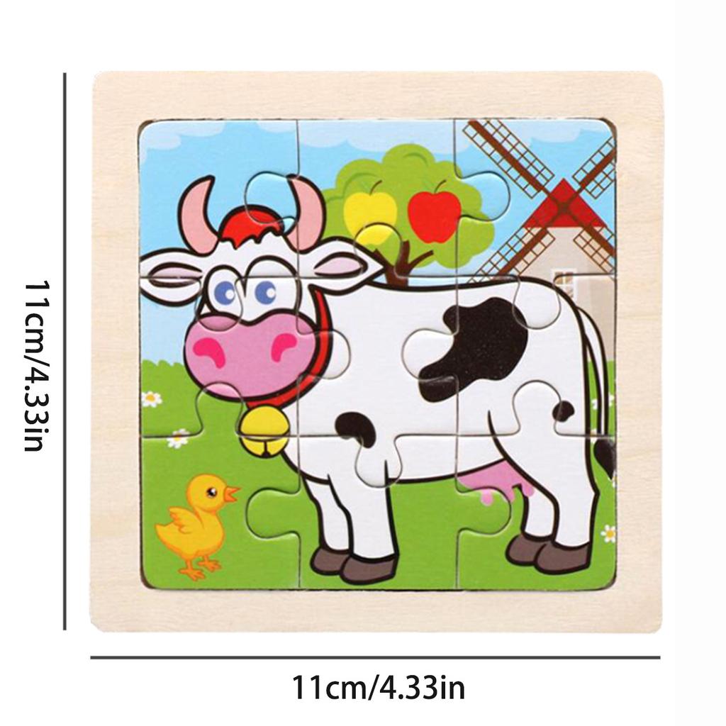11cm/4.33in Holzpuzzle Cartoon Tier Verkehr Auto Holzpuzzles für Kinder Montessori Spiele Kinderspielzeug