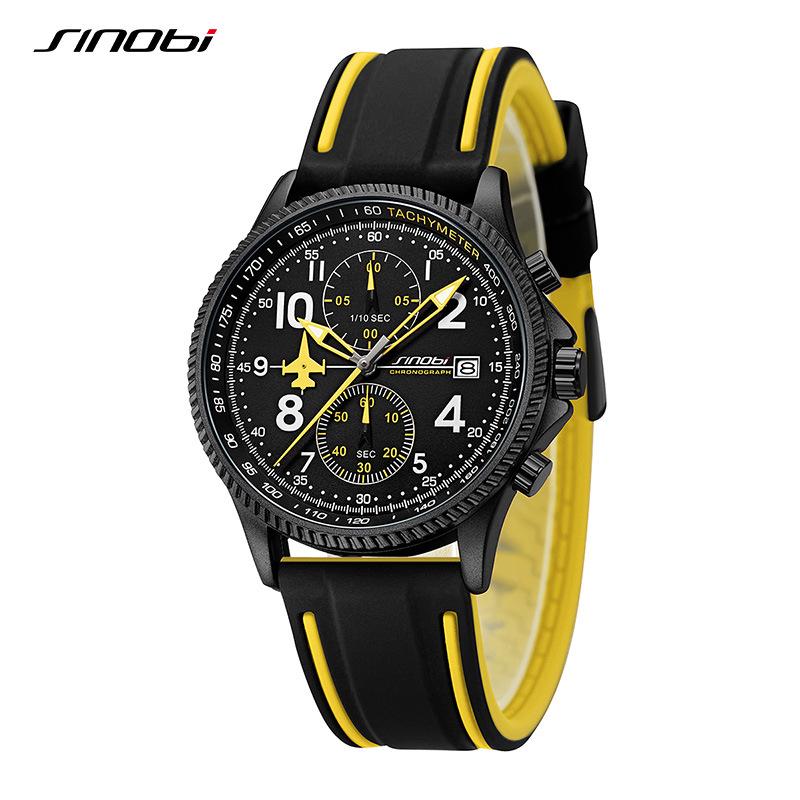 Sinobi Men s Waterproof Leather Strap Quartz Watch, Fashionable Wristwatch Model 9870