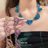 Crystal Irregular Geometric Square Necklace Retro Elegant Clavicle Neck Jewelry