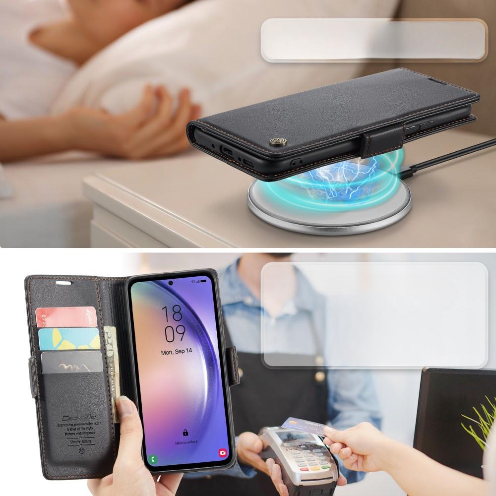 CASEME Flip Case for Samsung Galaxy A54 5G, Litchi Wallet, Black