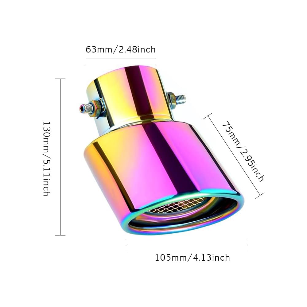 Srasakan Car Muffler Cutter Downward 2.5" Diameter with Drop Prevention Wire, Exhaust Tip, Stainless