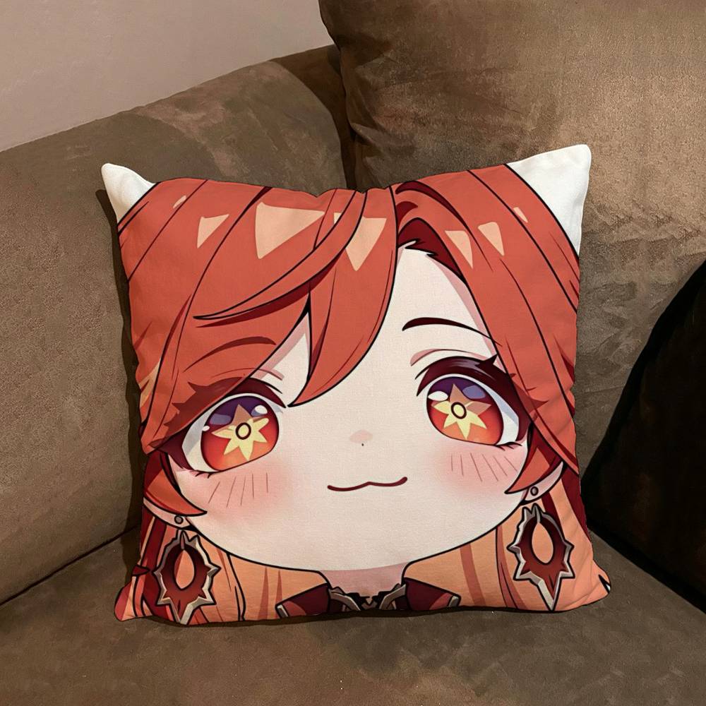 Genshin Impact Cute Q Version Mavuika Soft Comfortable Pillow Case For Sofa Living Cat Room Home Office Decor Protective Cover