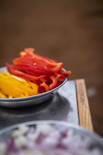 CAMPING MOON Camping Plates, Stainless Steel Tableware Set (8 Pieces), Canvas Case Included, S395-2S